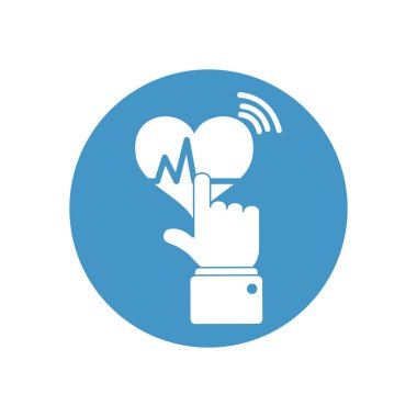 Kalp ikonuna dokunmak, blok stili.