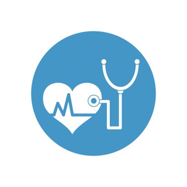 kardiyo kalp ve steteskop simgesi, blok biçimi