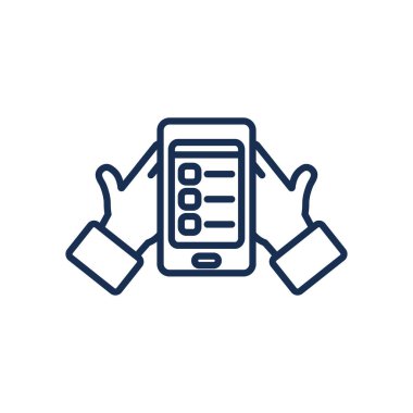 eğitim online konsepti, akıllı telefon eller, satır biçimi