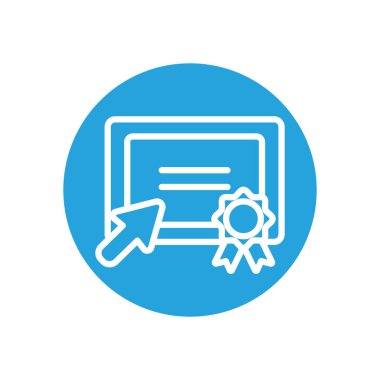 eğitim çevrimiçi konsepti, imleç simgesine sahip diploma, satır engelleme biçimi