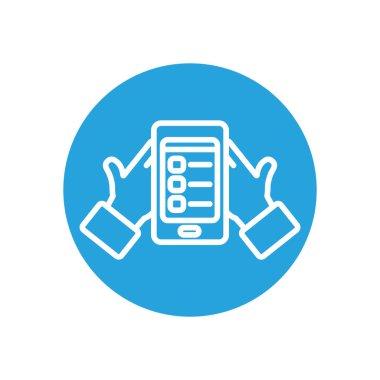 eğitim online konsepti, akıllı telefon eller, satır blok biçimi