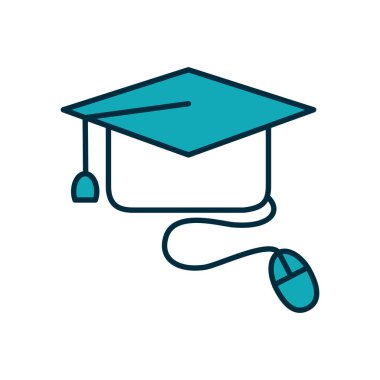 Fare aygıtı simgesi içeren mezuniyet başlığı, yarı satır yarı renk biçimi