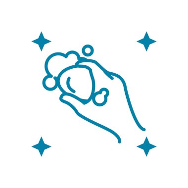 Sabun çubuğu simgesi olan el, satır biçimi