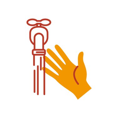 el ve su musluğu simgesi, yarı çizgi yarı renk