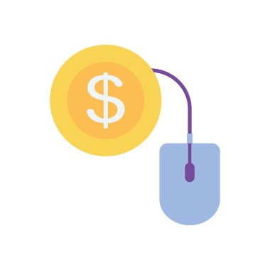 ödemeler çevrimiçi, para sikkesi simgesi olan fare aygıtı, düz biçim