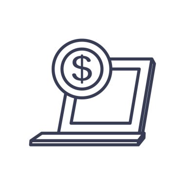 para sikkesi simgesi olan dizüstü bilgisayar, satır biçimi