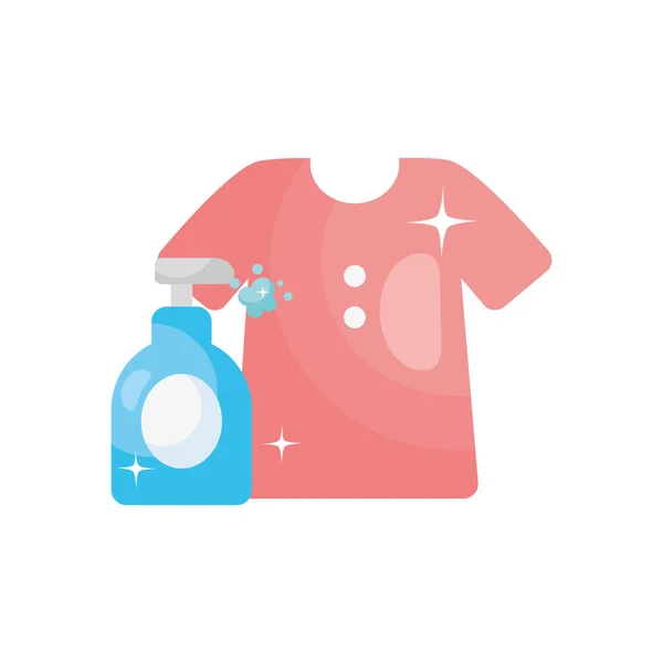 T-Shirt und Sprühflaschen-Symbol, flacher Stil — Stockvektor
