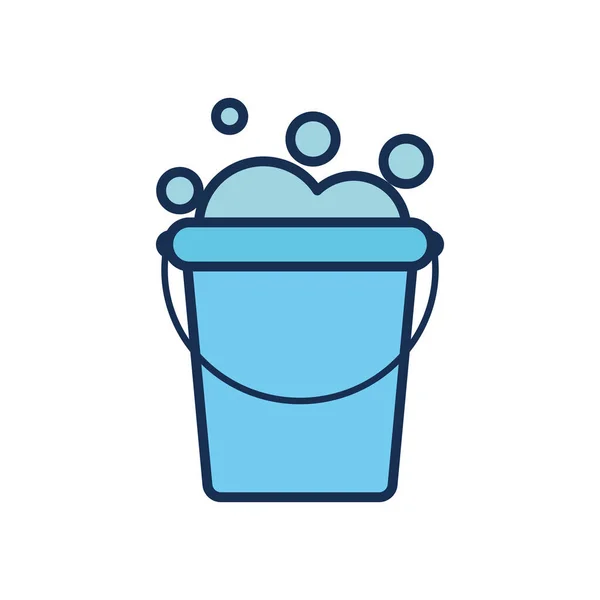 Hink med tvål vatten ikon, linje fyllning stil — Stock vektor