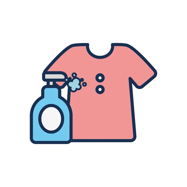 Icône de bouteille de t-shirt et de pulvérisation, style de remplissage ligne — Image vectorielle
