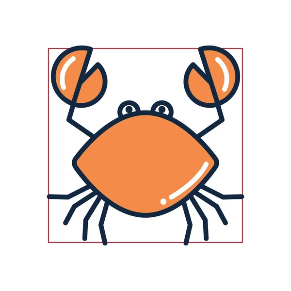 Geïsoleerde krab vullen stijl pictogram vector ontwerp — Stockvector