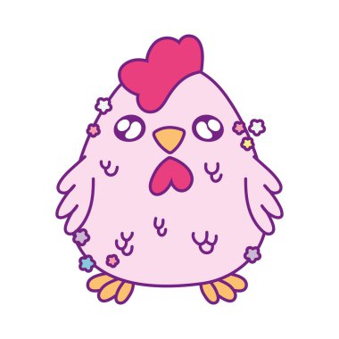 Kawaii tavuk çizgi film vektör tasarımı