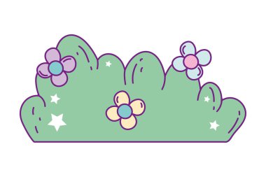 Çiçek vektör tasarımı ile yalıtılmış doğa çalılığı