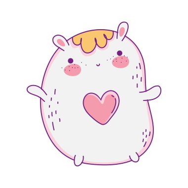 Kawaii karikatürü kalp vektör tasarımı ile