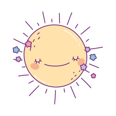 kawaii güneş çizgi film vektör tasarımı