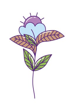 İzole edilmiş doğal mavi çiçek vektör tasarımı