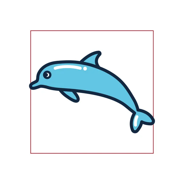 Geïsoleerde dolfijn vullen stijl pictogram vector ontwerp — Stockvector