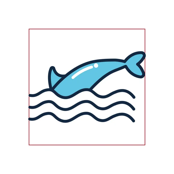 Isolé conception vectorielle icône de style de remplissage queue de dauphin — Image vectorielle