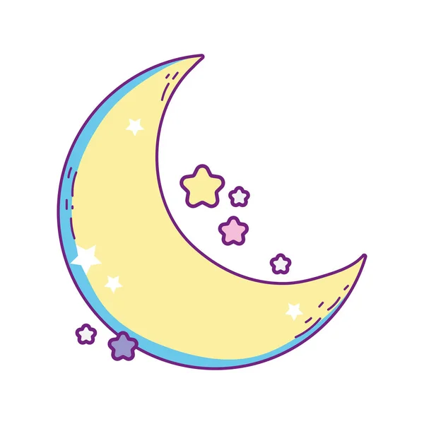 Lune isolée avec design vectoriel étoiles — Image vectorielle