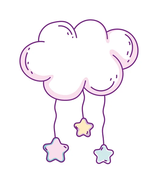 Isolierte Wolkenform mit Sternenvektordesign — Stockvektor