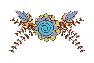 Tüy vektör tasarımlı izole boho çiçeği