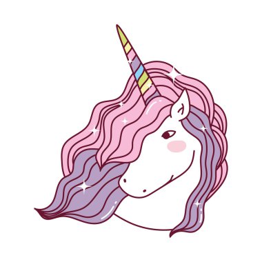 tek boynuzlu at çizgi film vektör tasarımı