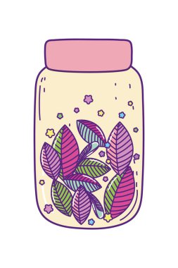 Yaprak vektör tasarımlı Mason kavanozu