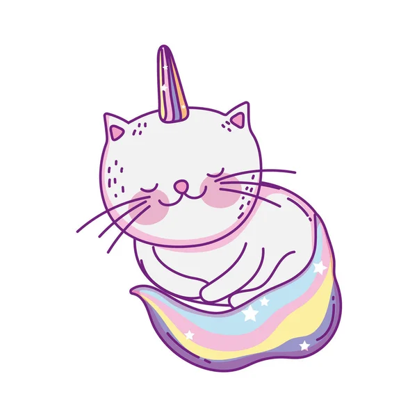 Kawaii caticorn cartoon vector ontwerp — Stockvector