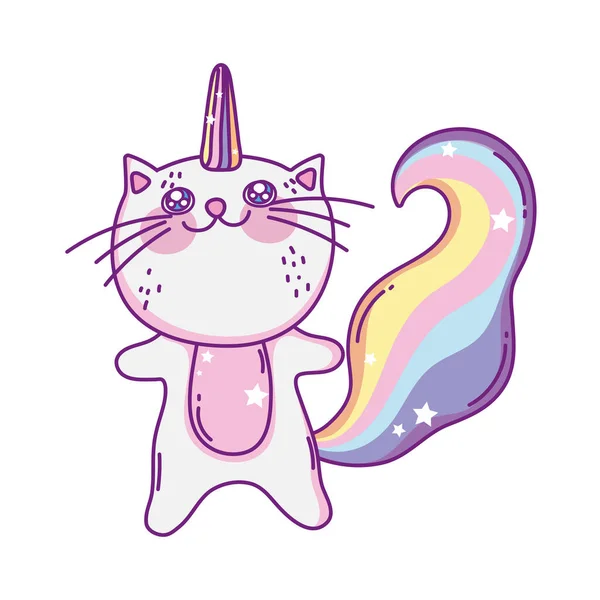 Conception vectorielle de dessin animé Kawaii caticorn — Image vectorielle