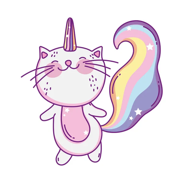 Conception vectorielle de dessin animé Kawaii caticorn — Image vectorielle