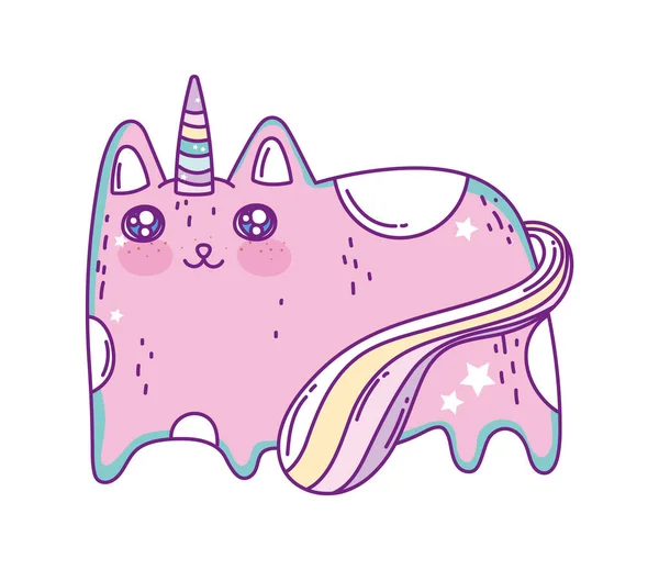 Kawaii caticorn desenho animado vetor — Vetor de Stock