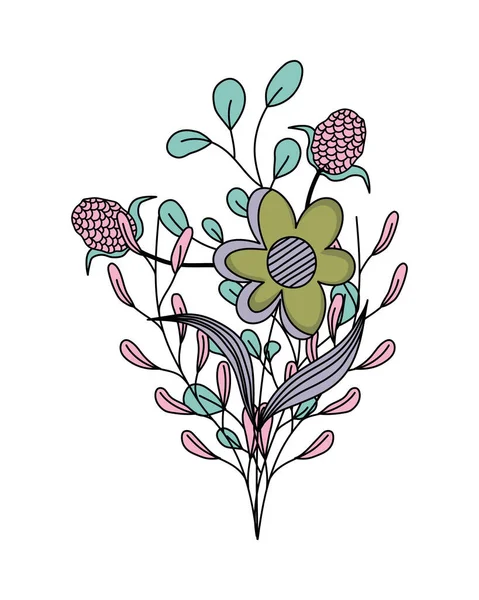 Изолированные ботанические листья с векторным дизайном цветов — стоковый вектор