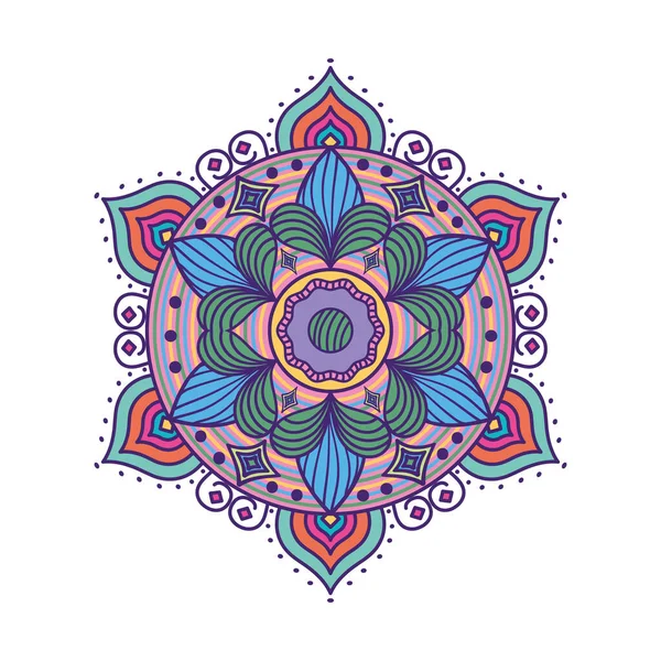 Mandala isolé design vectoriel coloré — Image vectorielle