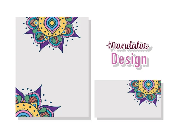 Design de vetores de cartões de mandalas isolados —  Vetores de Stock