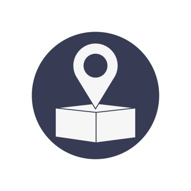 ücretsiz dağıtım konsepti, konum pin ve kutu simgesi, blok biçimi