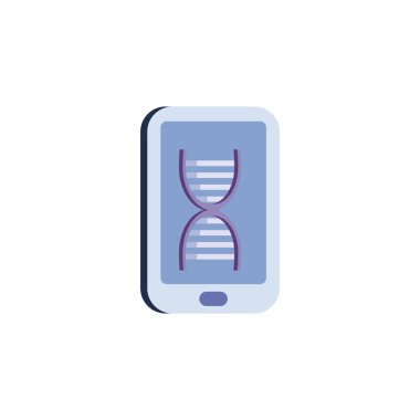 Akıllı telefonun düz biçim vektör tasarımı içinde izole edilmiş DNA yapısı