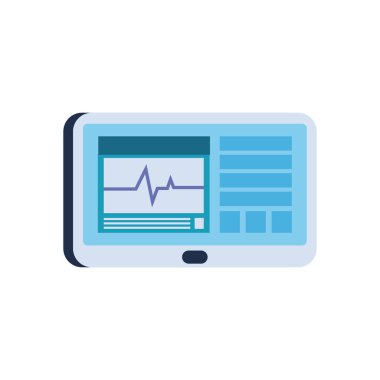 Tablet düz biçim ikon vektör tasarımında kalp atışı