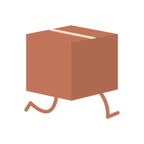 Cartoon box with legs icon, flat style — Stock Vector