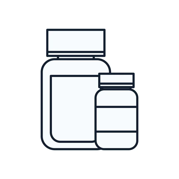 Píldoras frascos línea estilo icono de diseño de vectores — Archivo Imágenes Vectoriales