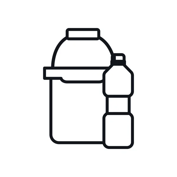 Eimer und Waschmittelflasche Linie Stil-Symbol-Vektor-Design — Stockvektor