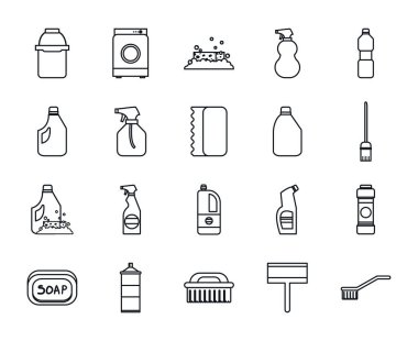 Temizleme servisi çizgisi biçim ikonu vektör tasarımı