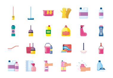 Temizleme servisi düz biçim ikonu vektör dizaynı