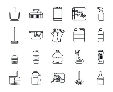 Temizleme servisi çizgisi biçim ikonu vektör tasarımı