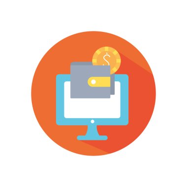 Çevrimiçi alışveriş kavramı, cüzdanlı bilgisayar, blok tarzı