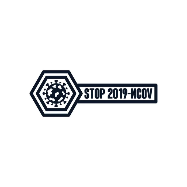 Stop covid19 icône de signe, style de ligne — Image vectorielle