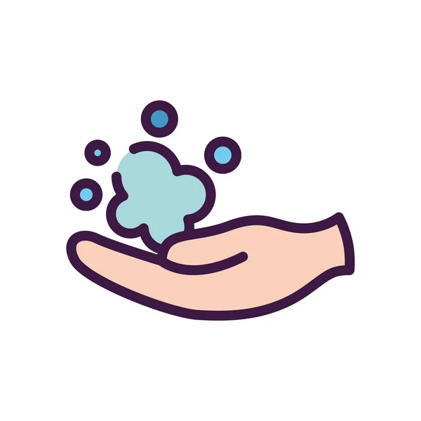 Gezondheidszorg concept, hand met zeepwater icoon, lijn kleur stijl — Stockvector