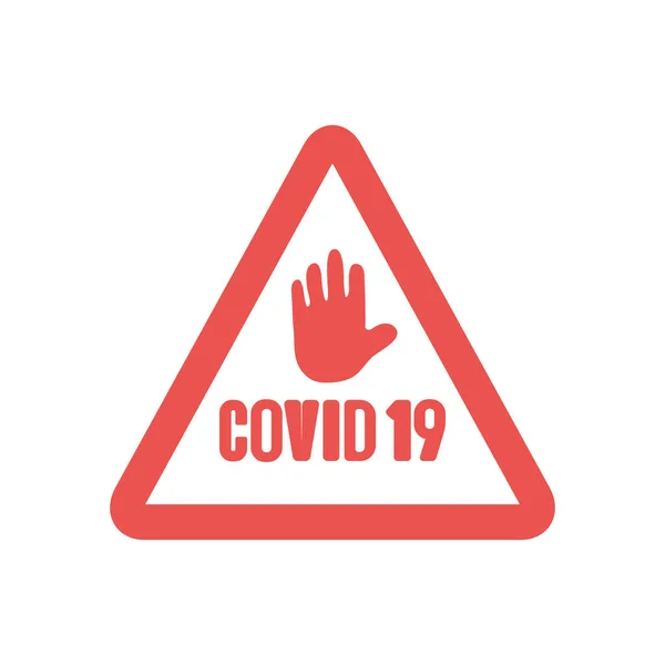 Znak ostrzegawczy stop covid19, płaski styl — Wektor stockowy