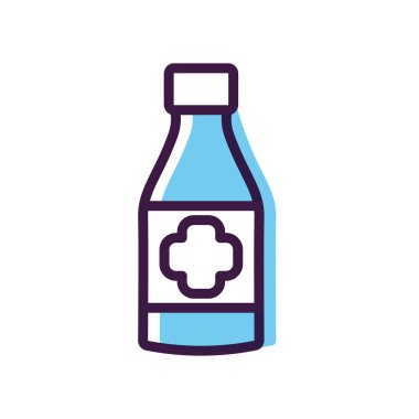 Sağlık hizmeti konsepti, alkol şişesi simgesi, çizgi renk biçimi