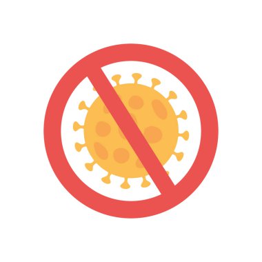 Covid19 kavramını durdur, Coronavirus sembollü yasaklı işaret, düz stil