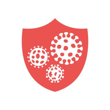 Covid19 kavramını durdur, Coronavirus sembollü Shiel, düz stil