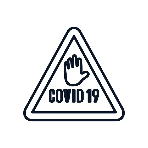 Znak ostrzegawczy stop covid19, styl linii — Wektor stockowy